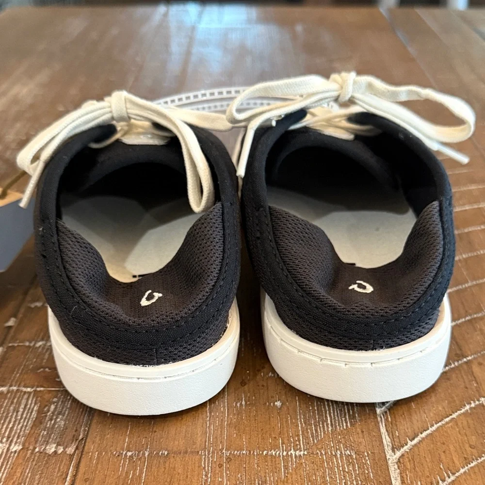 OluKai Pehuea Li Black and White Sand Canvas Sneakers NWT, Women’s 7 - Picture 4 of 7